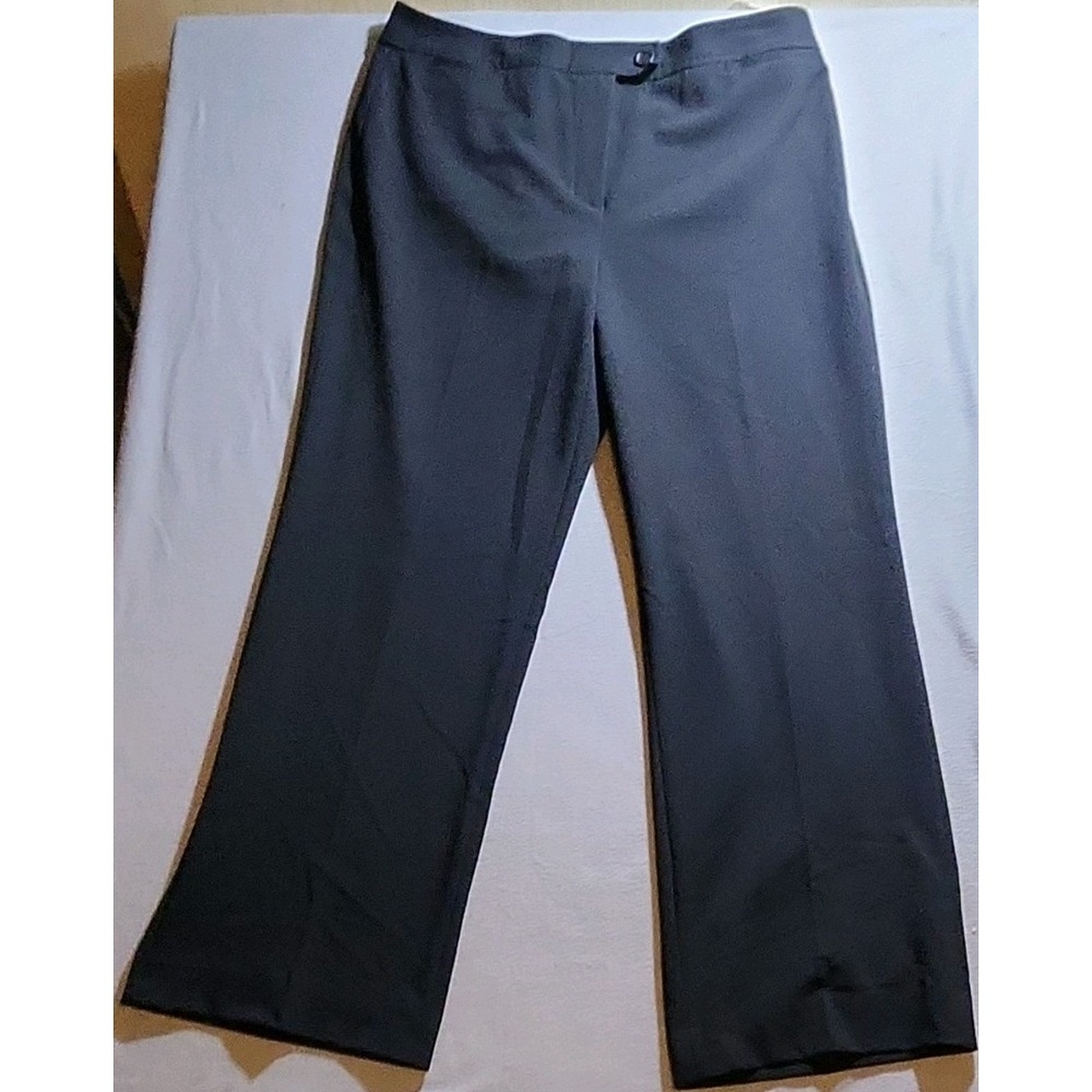 Laura Ashley Black Stretch Dress Pants Women's Straight Leg Flat Front Zip 14